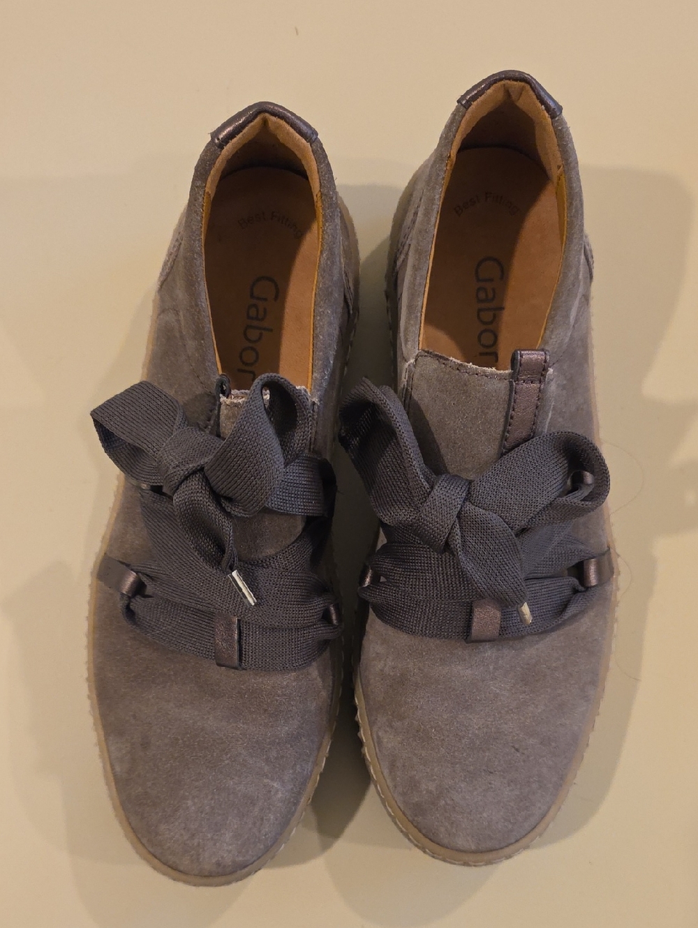 Gabor's Gray Suede Chukka Boots with Ribbon Laces